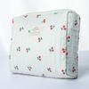 Retro Cherry Print Makeup Bag Cute Large Capacity Toiletry Bag Multifunctional Quilted Cotton Pencil Case Makeup Storage
