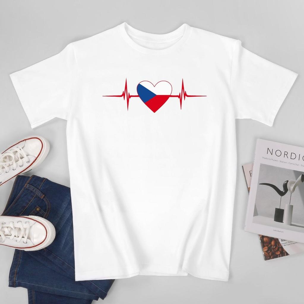 Unisex Unisex Heartbeat Design Czech Flag Czech Republic Tshirt Tees T Shirts WoUnisex Boys 100 Cotton TShirt