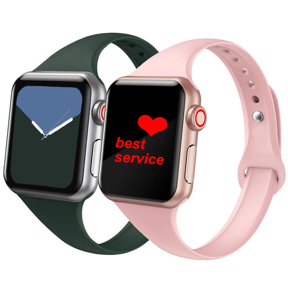 

Тонкий ремешок для Apple watch ремешок 44мм 40мм 38мм 42мм мягкий спорт Силиконовый ремень коррея браслет iWatch серии 5 4 3 se 6 band