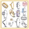 925 Silver Heart-shaped Butterfly Shaped Flower Shaped Charm Ring Jewelry Gift for European Women