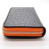 [Revetta] Men's Crocodile Leather Long Wallet, BlackOrange, Made from a Single Piece of Genuine Leather with a Round Zipper and Matte Finish [244crw]