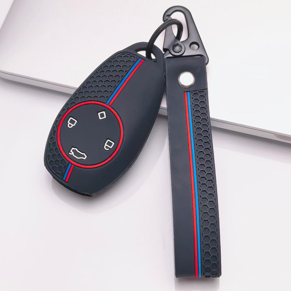 Silicone Car Key Fob Cover for Leapmotor T03 S01 C11 C01 C10 C07 with Keychain Honeycomb Texture Racing Stripe Remote Key Protector