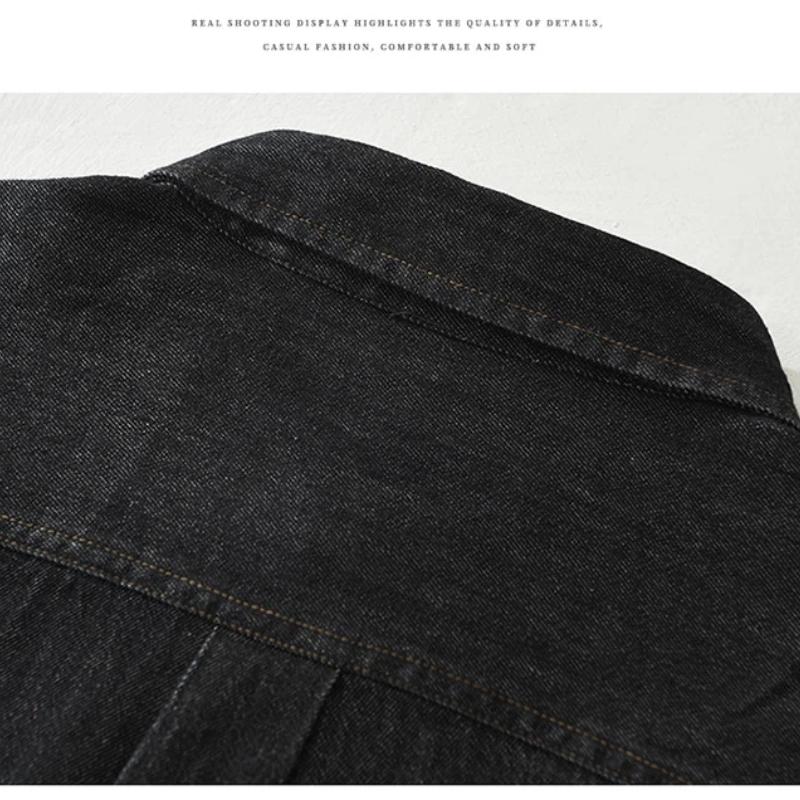 Korean Retro Style Mens Long Sleeve Denim Shirt Pure Cotton Jean Shirt Spring and Summer Casual Shirt Lapel Collar