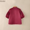 ZANZEA Women Stand Collar Casual Half Sleeve Blouse