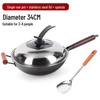Uncoated Hand-Hammered Forged Iron Wok with Non-Stick Surface and Stir-Fry Spatula for Open Flame Household Cooking