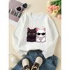 European Sizes Kids' Crewneck Sweatshirt - Black Cat White Cat Sunglasses Heart , Sportswear And Casual Wear, Soft And Comfortable, Clothing