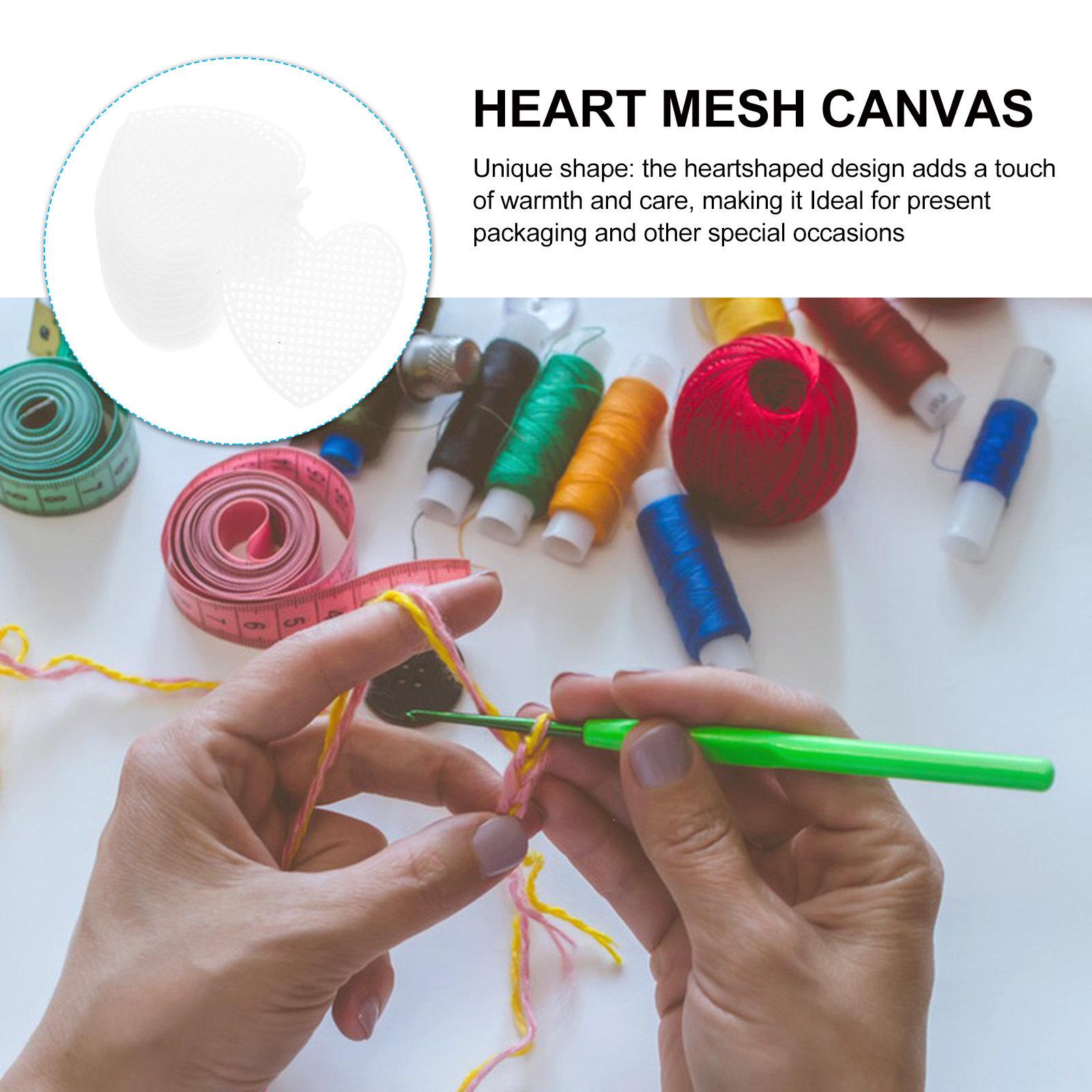 

30pcs Heart Shape White Mesh Canvas For Embroidery Cross Stitch Knitting Craft Supplies Plastic Mesh Sheet Protective Packaging 7.5X7.5X0.1CM