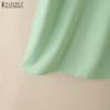 ZANZEA Women Casual V-Neck Solid Color Short Sleeve Summer Dress