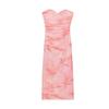 Spring New Women's Clothing Heart-Shaped Collar Ruched Decorative Blooming Print Silk Net Tube Top Dress 3152353