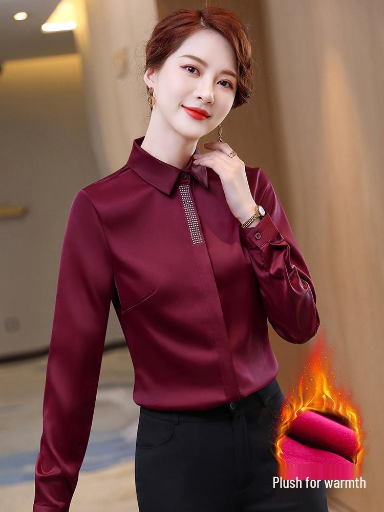 Women's Flannel Thickened Long Sleeve Shirt - 2025 Fall/Winter Collection, Ideal for Professional and Commuting Wear