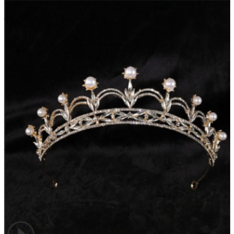 New Minimalist Crown Headwear Pearl and Rhinestone Princess Crown Hair Accessory Wedding Banquet Dress and Wedding Dress Accessories