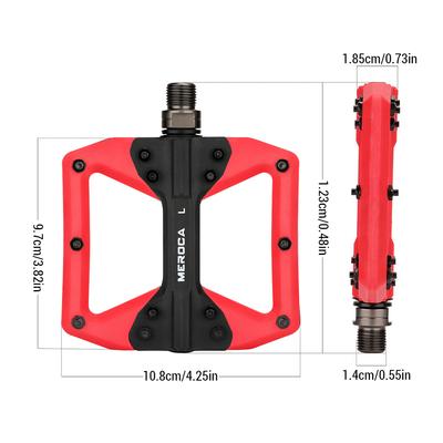 MTB Flat Pedals Mountain Bike Pedals with Anti Slip Screws Nylon Body Sealed Bearing Wide Platform Easy Installation