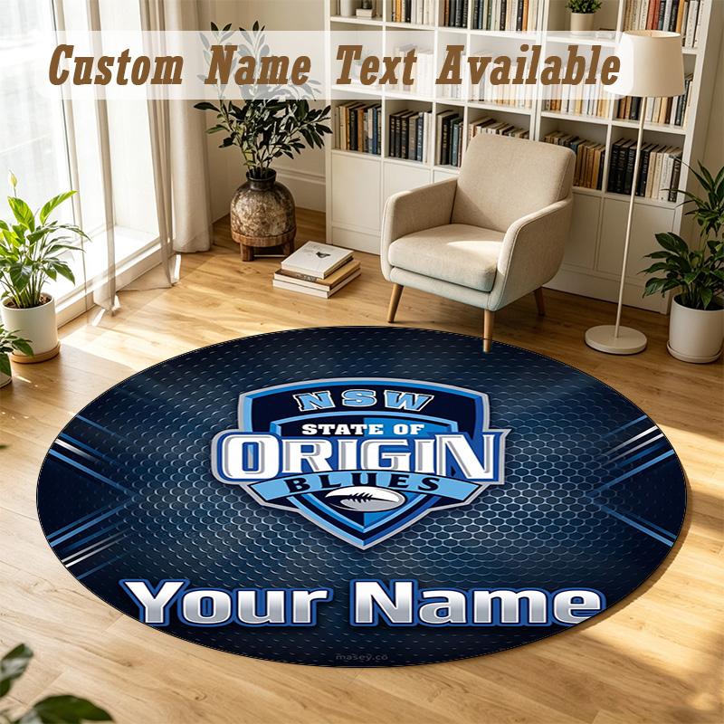 Round Rug Custom NameNSW Blues logo Pattern Non Slip Carpet Home Floor Decor
