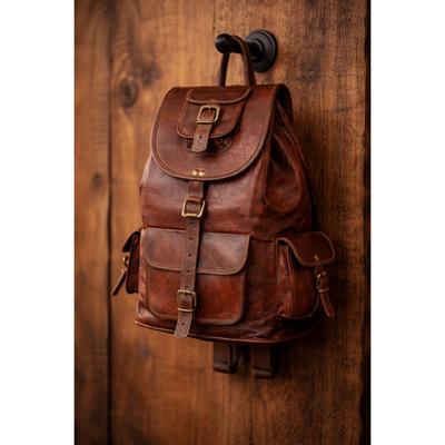 Bolsa Couro De Cabra Mochila Mochila Laptop Vintage Marrom Viagem Homens