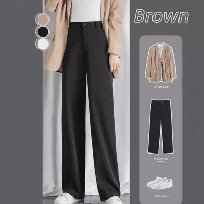 Women's 2024 High-Waist Drape Straight Suit Pants - Summer Thin Wide-Leg Trousers