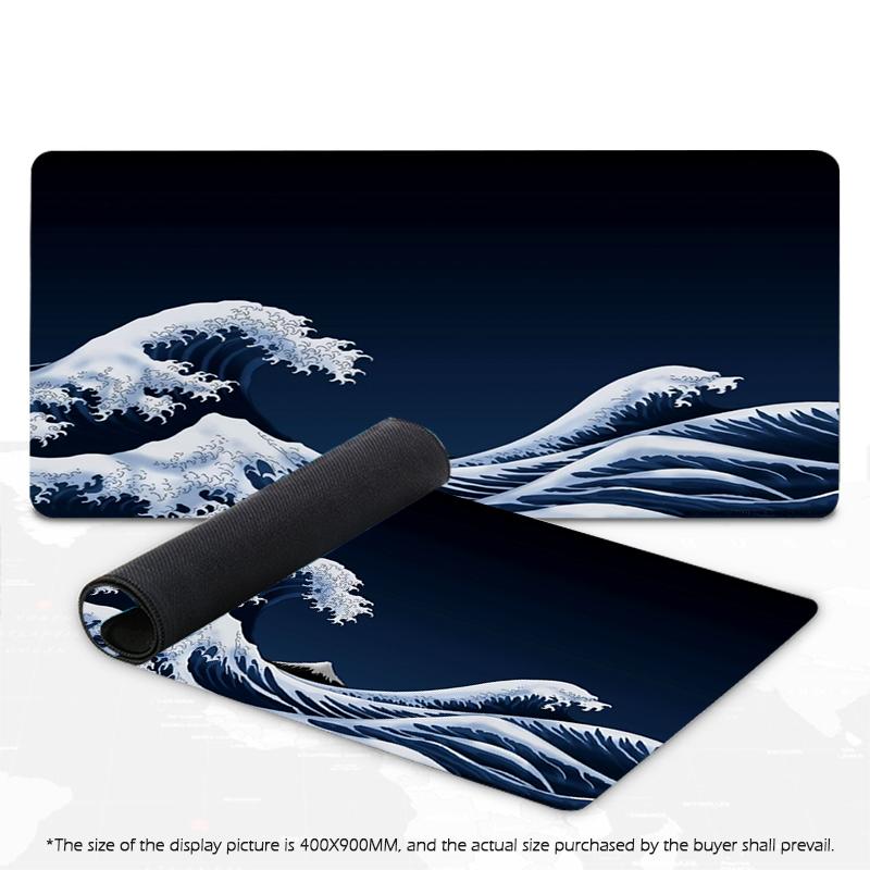 Japanese Mouse Pad Gamer Waves Playmat Gray Art Aesthetics XL Computer Home HD Mousepad XXL Office Soft Non-Slip PC Table Mat