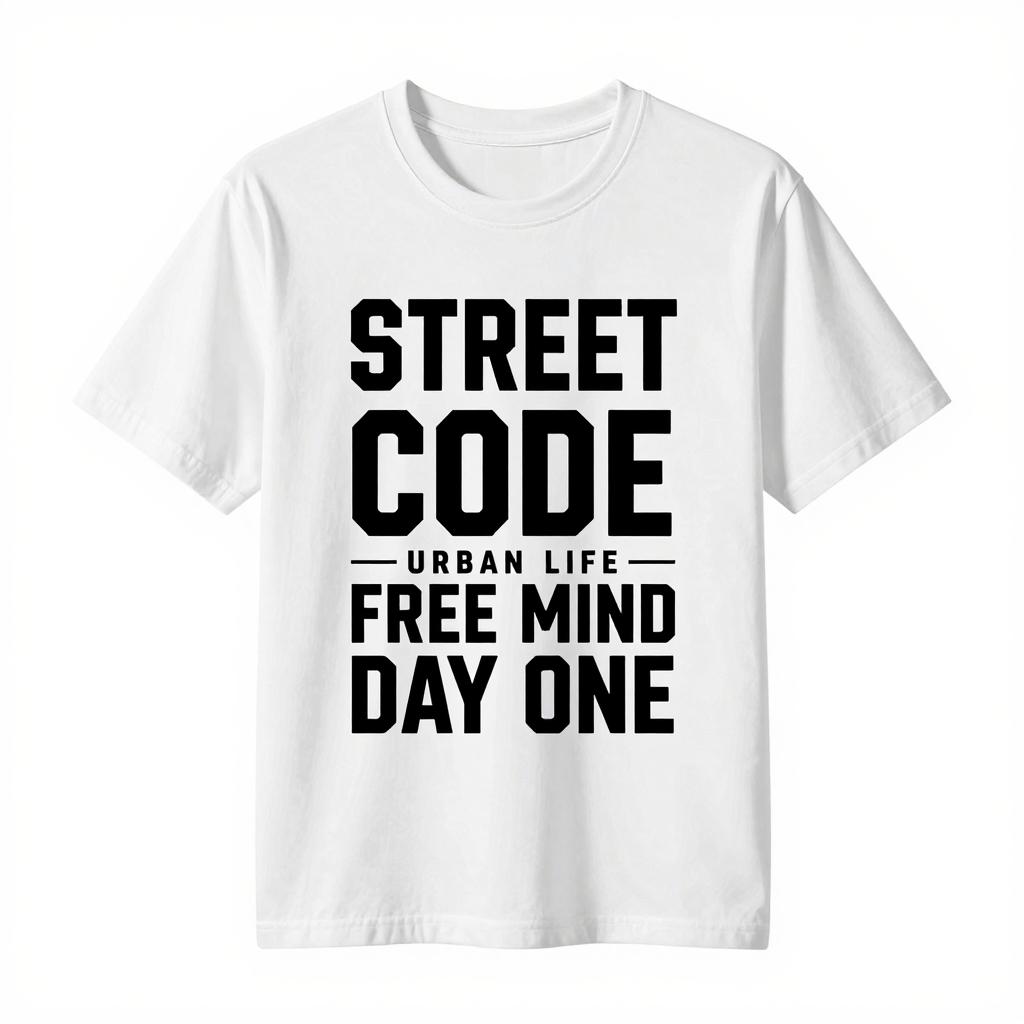 Urban Hip Hop Street Code Letter Print Unisex Loose Fit Cotton Basic Summer Casual Tees M