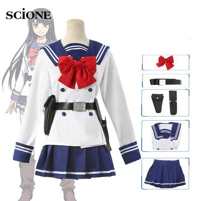 Conjunto de 6 piezas de disfraz de Anime de gran altura Invasion Yuri Honjo, conjunto de falda, peluca larga Tenkuu Shinpan, traje de marinero JK, uniforme escolar de Halloween