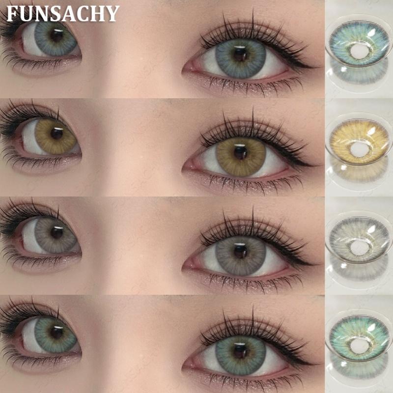 FUNSACHY 2pcs Natural Look Blue Eye Lenses Colored Contact Lenses for Eyes Eye Makeup Beauty Pupil Gray Eyes New Fashion Lens