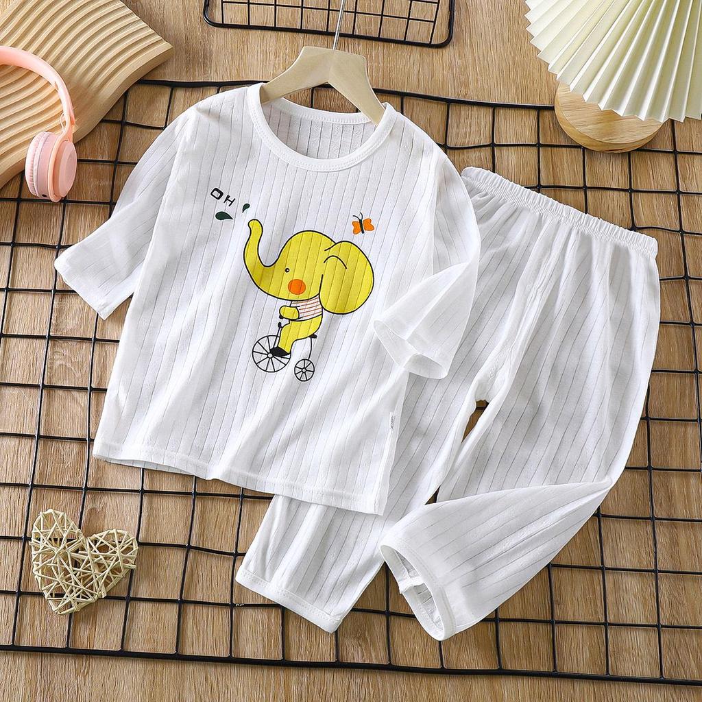 Kids' Breathable Cotton Pajama Set – Thin, Long-Sleeve for Boys & Girls