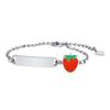 Personalized Strawberry Bracelet, Customized Name Bracelet for Little Boy Girl, Stainless Steel Cute Birthday Gift
