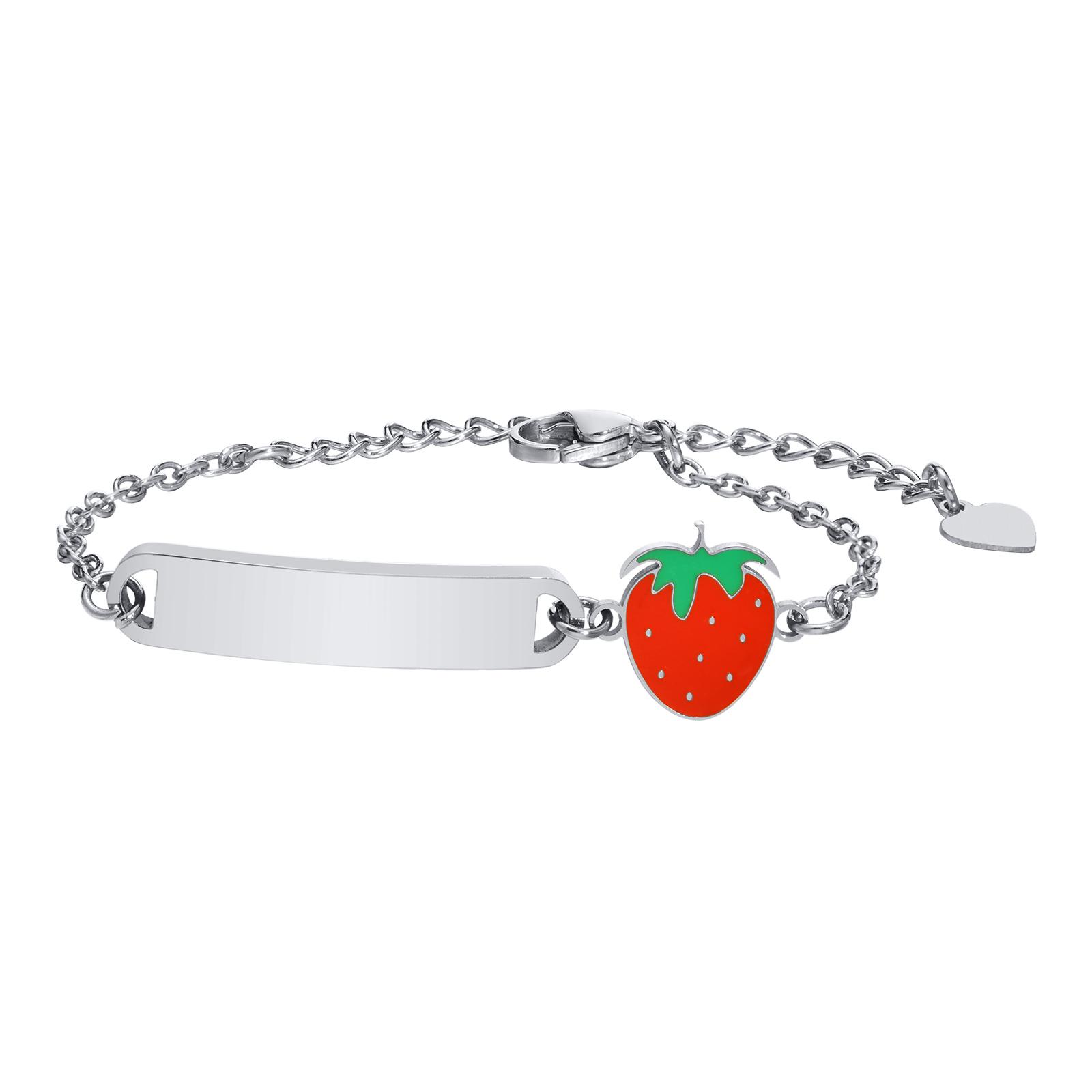 

Personalized Strawberry Bracelet, Customized Name Bracelet for Little Boy Girl, Stainless Steel Cute Birthday Gift 12cm-15cm