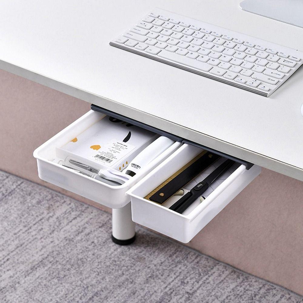 Invisible Under Desk Drawer Plastic Pencil Tray Durable Stationery Organizer  Bedroom