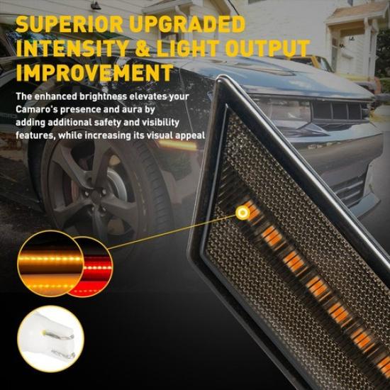 4x LED Side Marker Lights Front&Rear For 2010-2015 Chevy Camaro SS LT LS ZL1 RS
