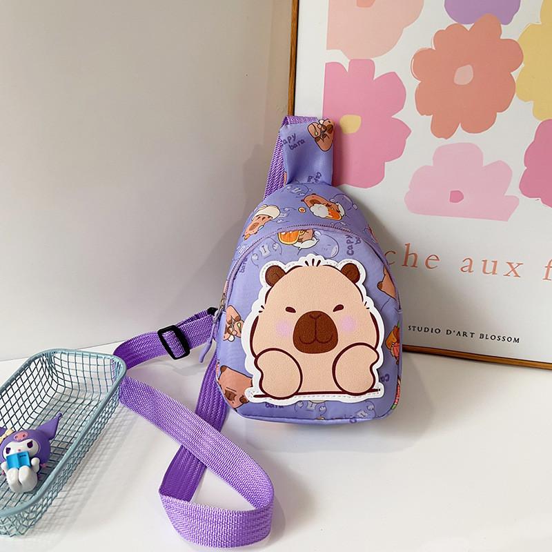 Cartoon Print Capybara Sling Shoulder Crossbody Bag Storage Chest Pack Gift