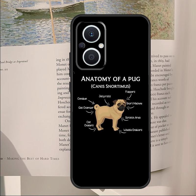 Cute Pug Dog Cover For OPPO Reno 7 8 Lite 11F 12F 13F 14F 10 11 12 13 14 Pro OPPO Find X6 X8 X9 Pro Case