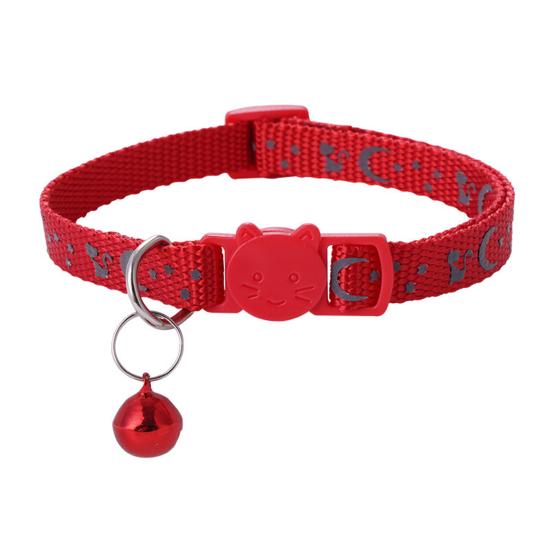 Cat Collar Adjustable Pet Collar with Bell And Safety Release Buckle Star Moon Print Breakaway Nylon Collar for Kitten Cats