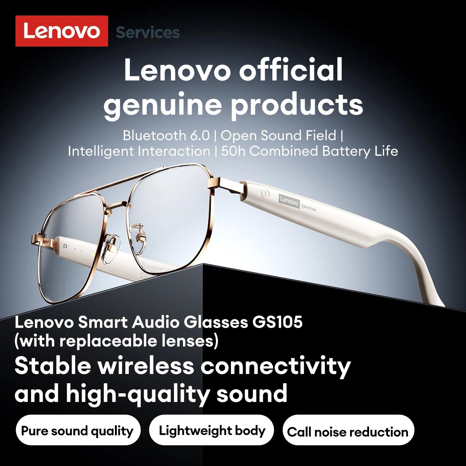 

Оригінальні смарт-окуляри Lenovo GS105 4K, бездротові, Bluetooth 6.0, сонцезахисні окуляри зі штучним інтелектом, HD, для дзвінків без рук, музичні навушники, шумозаглушення ENC, подвійний мікрофон золотий