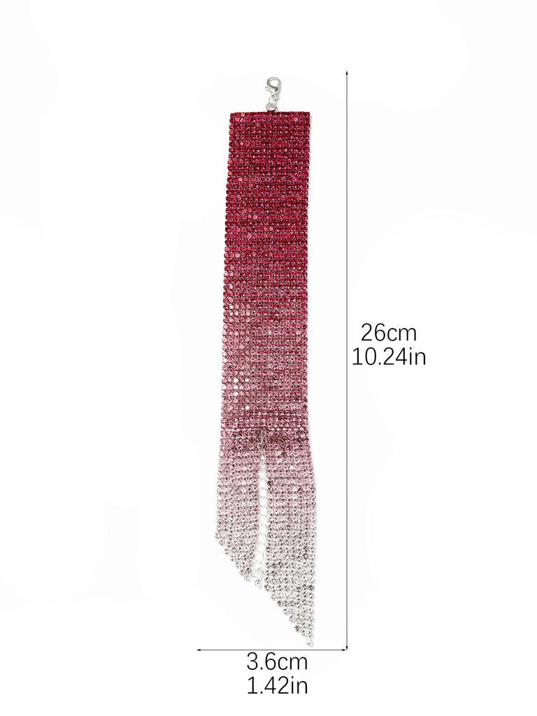 DINGKA Sparkly Wide Band Rhinestone Tassel Bracelet: Versatile Diamond Bangle for Women, Fashion Hand Jewelry.