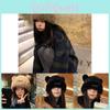 Bear Plush Elegant Knit Hat For Women Winter Warm Thick Fur Beanie Cap