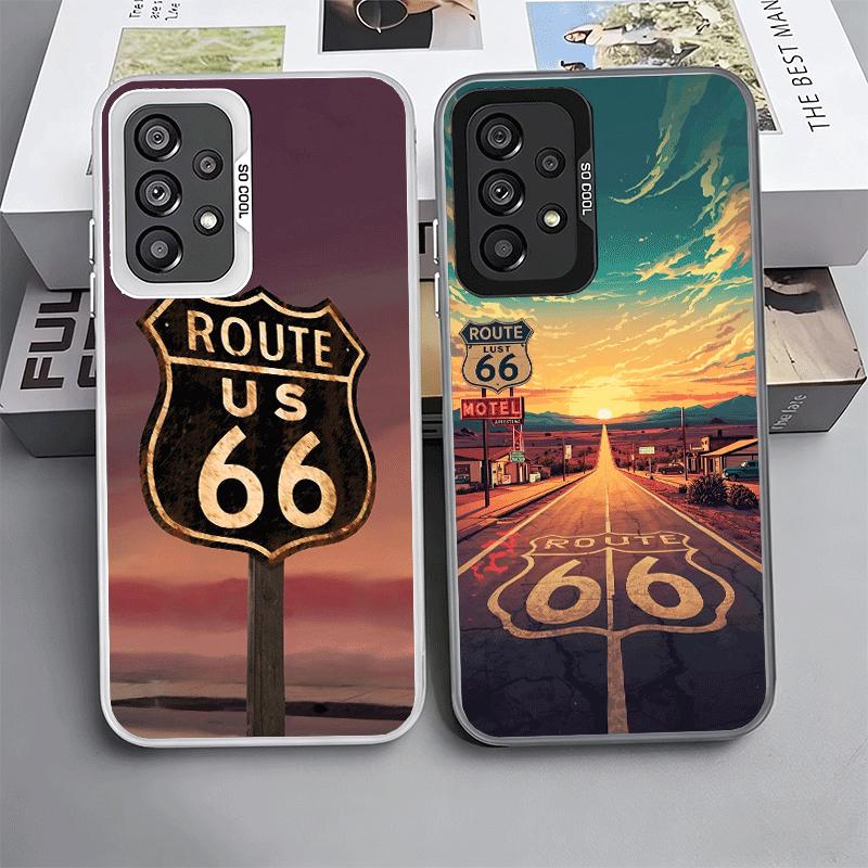 America Route 66 Soft Phone Case for Samsung A17 A16 A15 A14 A13 A57 A56 A55 A54 A53 A37 A36 A35 A34 A33 A26 A25 A24 A23 A52