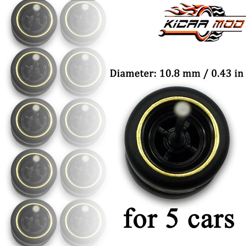 1/64 Räder Mit Festen Gummireifen Vier Speichen Für Spielzeugmodell Diecast Autos Tuning Teile Für Hotwheels (5 Sets für 5 Autos)