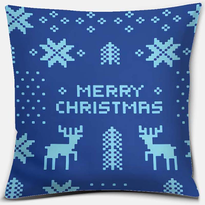 Blauer Weihnachtsstrauß Druckserie Muster Kissenbezug Quadratischer Kissenbezug Home Office Dekoration Kissenbezug