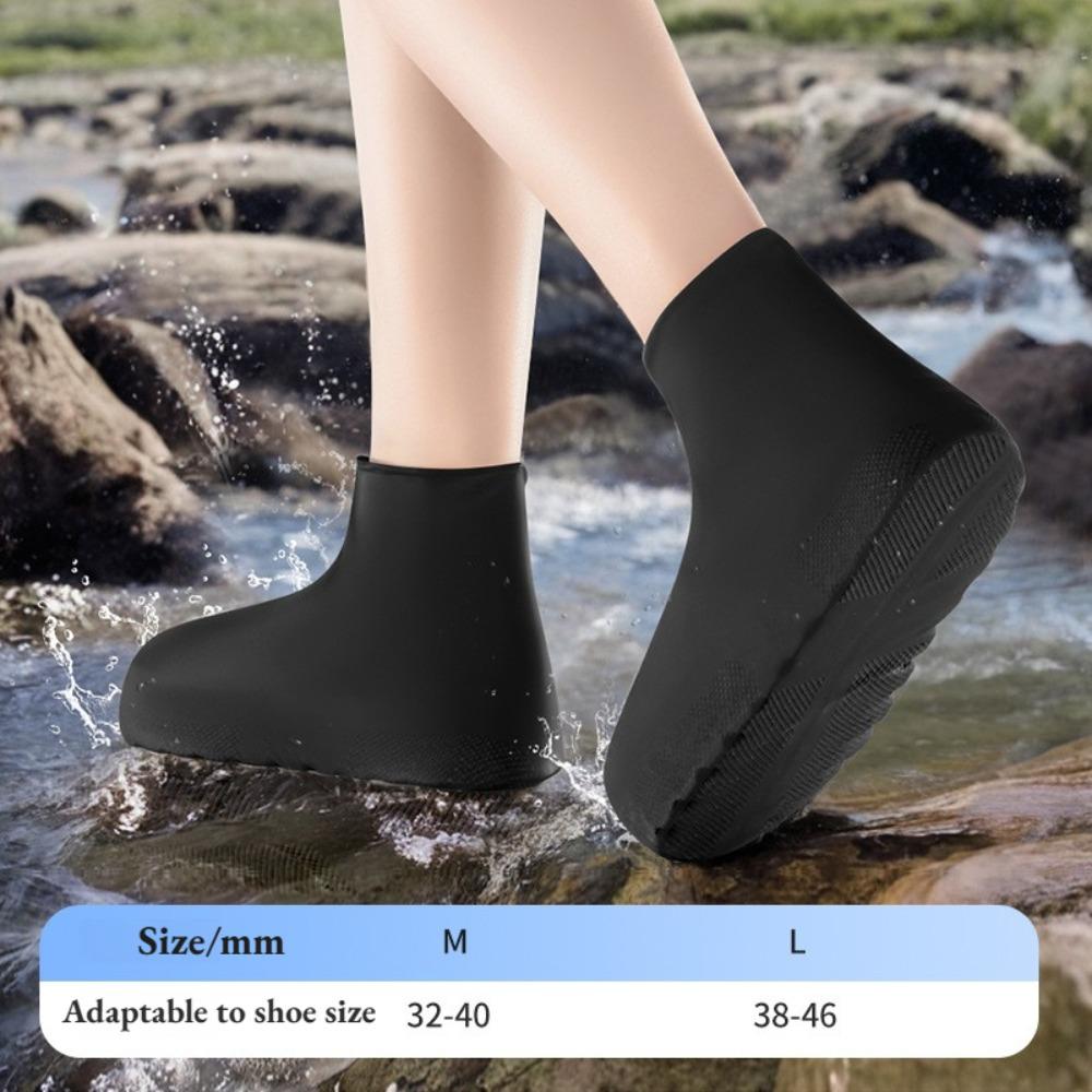 1Pair Upgraded Latex Waterproof Shoe Covers Extra Thick High Top Anti-Slip Reusable for Outdoor Travel Rainy Day Unisex Overshoe