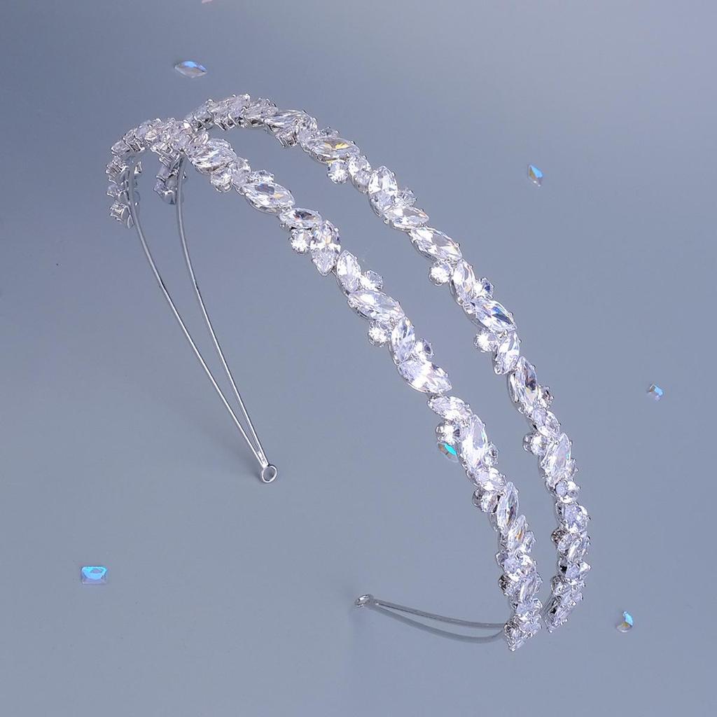 Koreanischer Zirkon Doppellagiges Kristall Brautstirnband: Eleganter High-End Hochzeits- & Abschlussball-Haarschmuck für Frauen