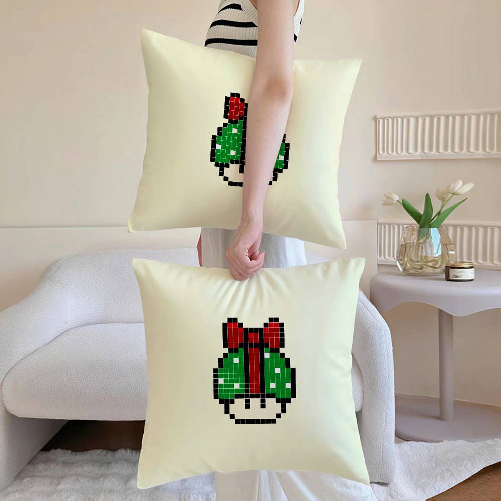 Mushroom Christmas Outfit Pillow Case Sofa and Living Room Decorative Cushion Covers Dust-proof and Mite-proof Invisible Zipper