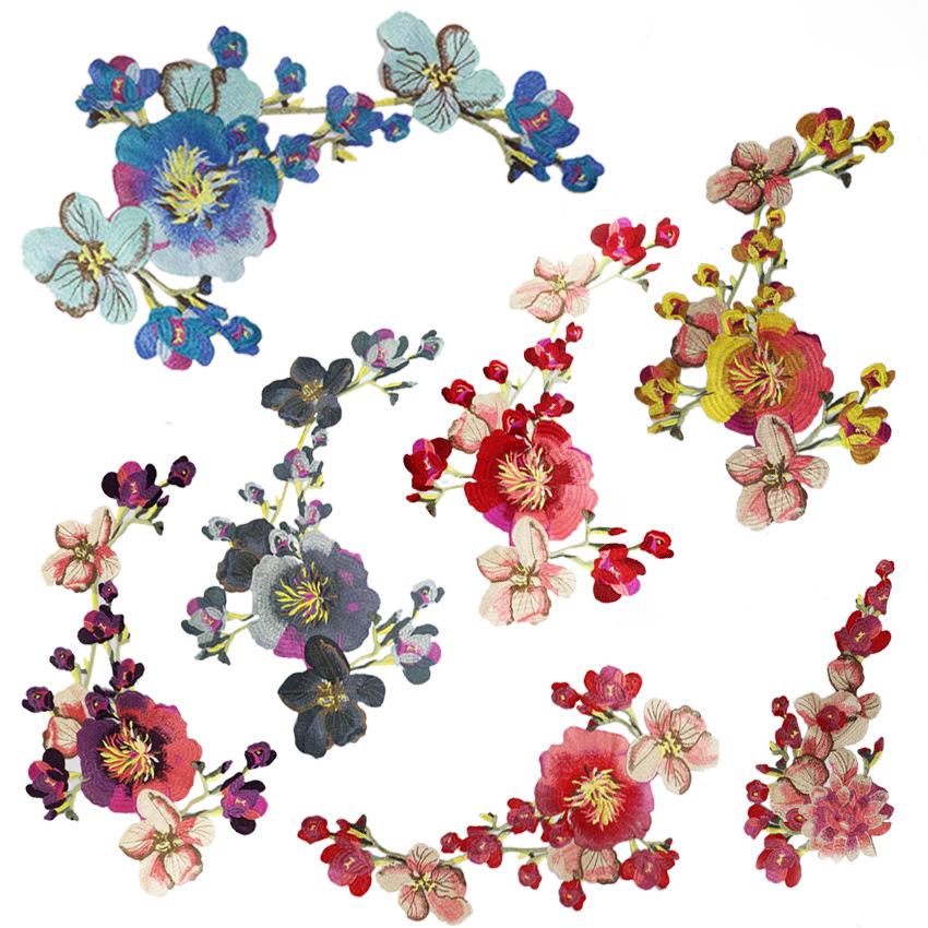 Embroidered Water-Soluble Lace Fabric Appliques - Hand-Sewn Ethnic Peony Design for Qipao