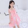 Summer Girls' Sleeveless Cotton Gauze Nightgown Pajamas