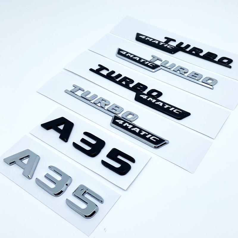 MZT3 2017 Silver Black Letters A35 Turbo 4matic Emblem for Mercedes Benz AMG Car Fender Trunk Rear W176 W177 Logo Sticker