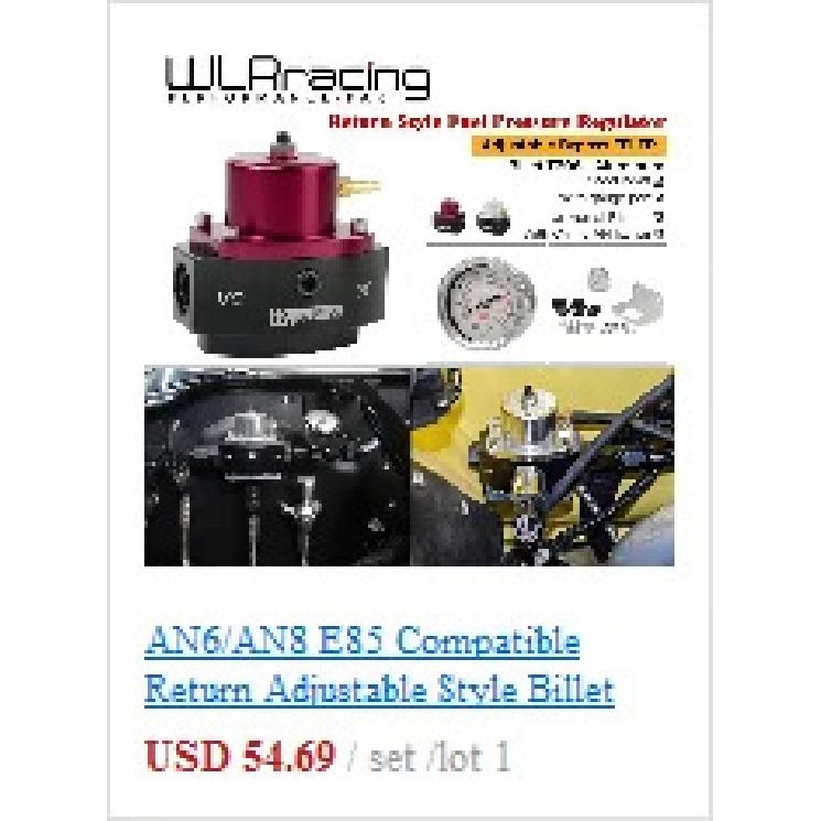 WLR - Universal Black Fuel Pressure Regulator With White Oil Gauge 3 Pieces AN6 Fittings 30-70 PSI WLR7845