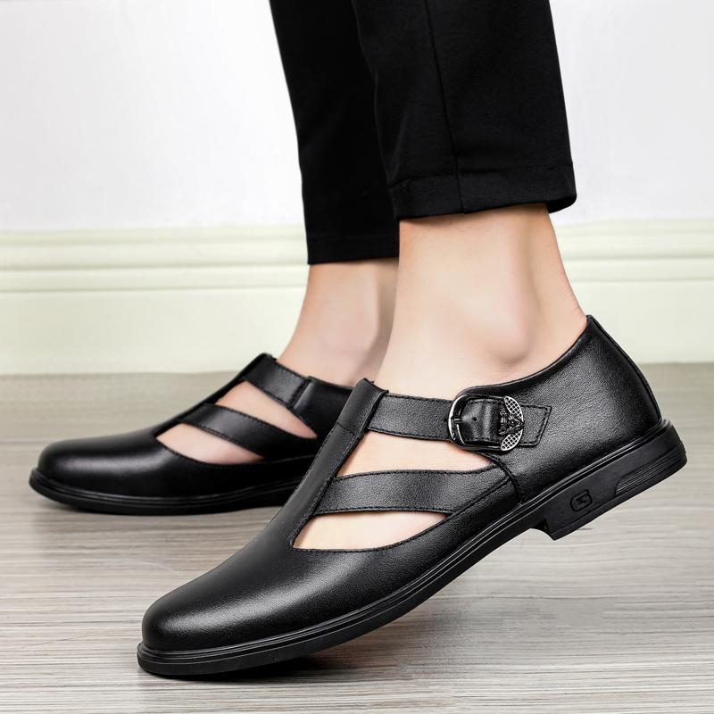 Luxusní značková pravá kůže Pánské sandály mokasíny mužské obchodní sandály v italském stylu ručně vyráběné kožené boty pánské sandály