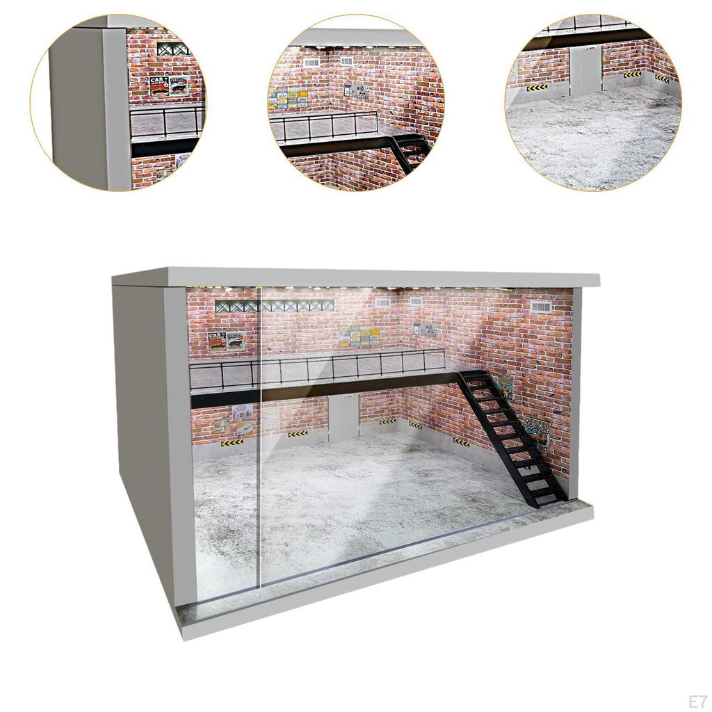 1/64 1/36 1/32 Scale Car Display Unit Acrylic Parking Space with LED Illumination for Collectors