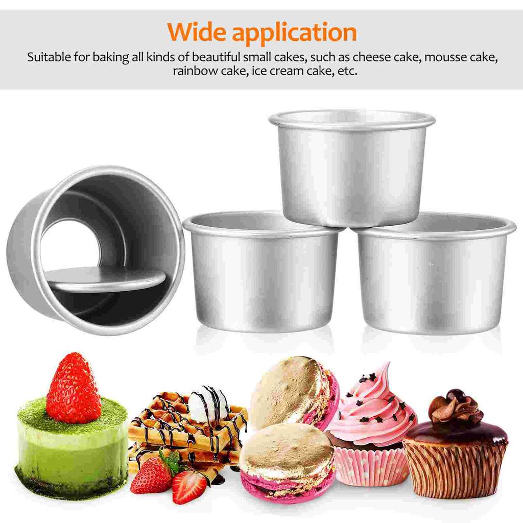 4 Pcs Air Fryer Oven Cake Mold Tins with Removable Bottom Bread Pan Round Baking Pans