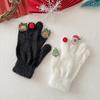 1 Pair Christmas Knitted Gloves Men Women Winter Warm Thick Plush Gloves with Xmas Charm Outdoor Cycling Cold Weather Thermal Full Finger Gloves