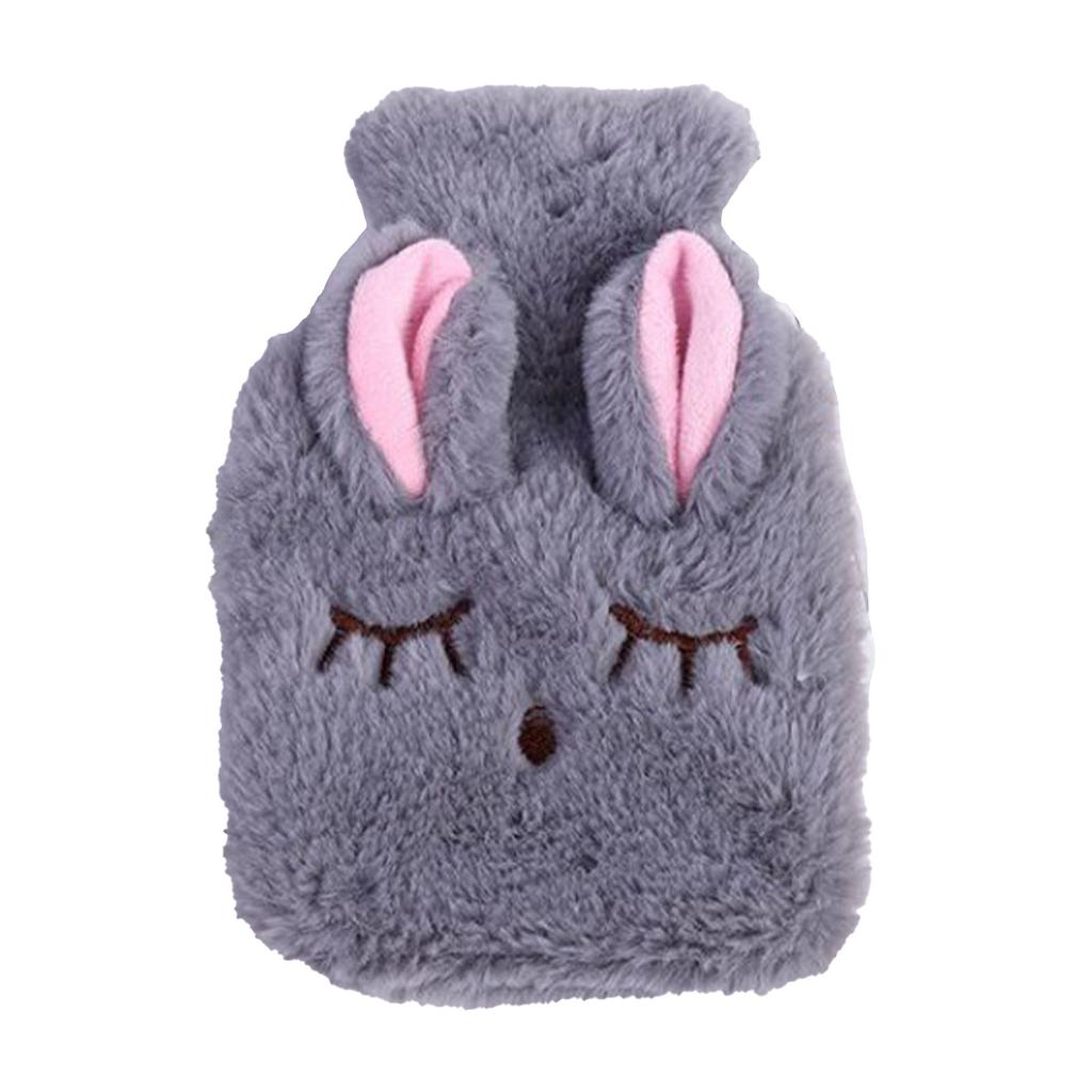 Hot Water Bottle with Cover Hot Water Bottle Explosion Proof Prevent Scald Detachable Rabbit Pattern Plush Cover Hot Water Bag