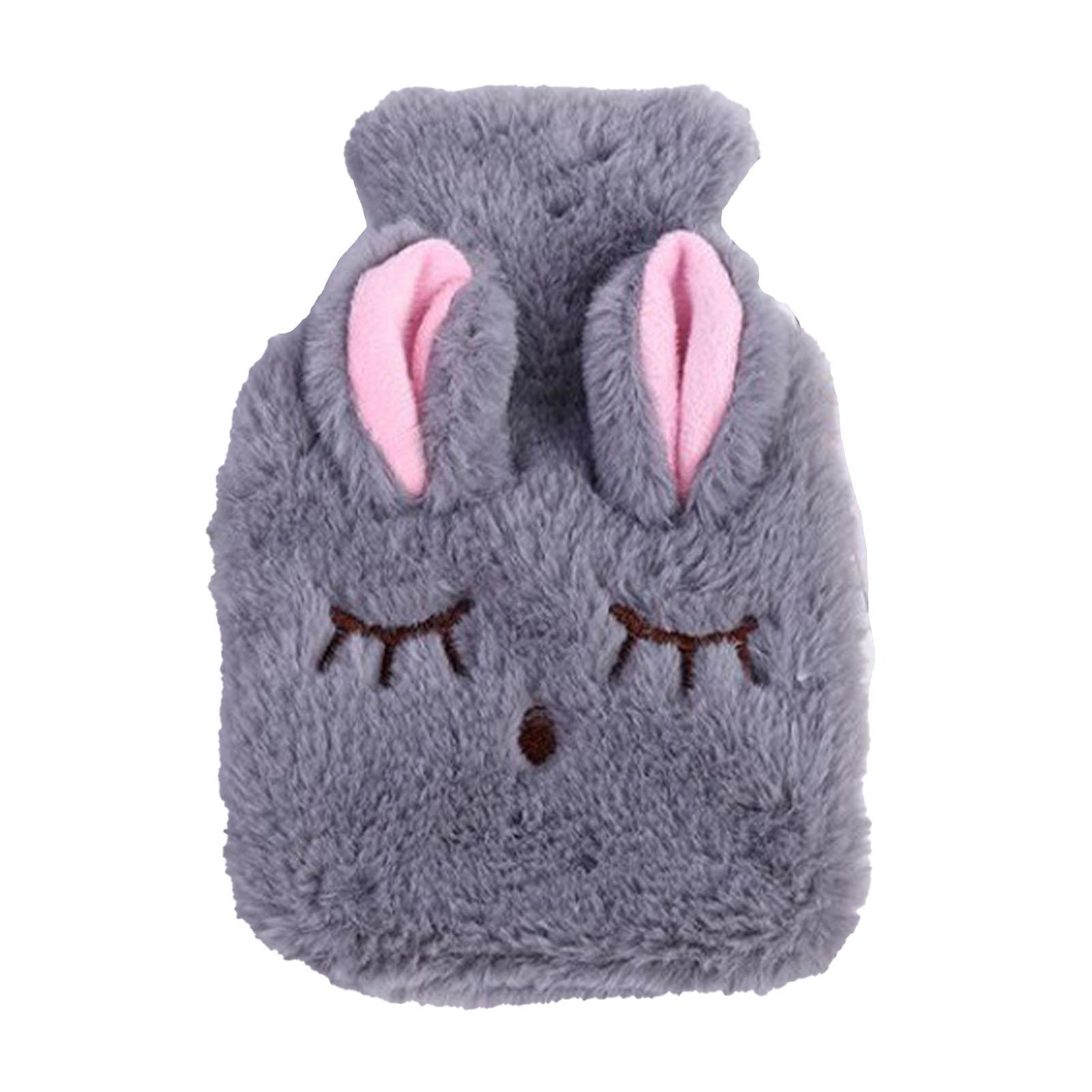 

Hot Water Bottle with Cover Hot Water Bottle Explosion Proof Prevent Scald Detachable Rabbit Pattern Plush Cover Hot Water Bag
